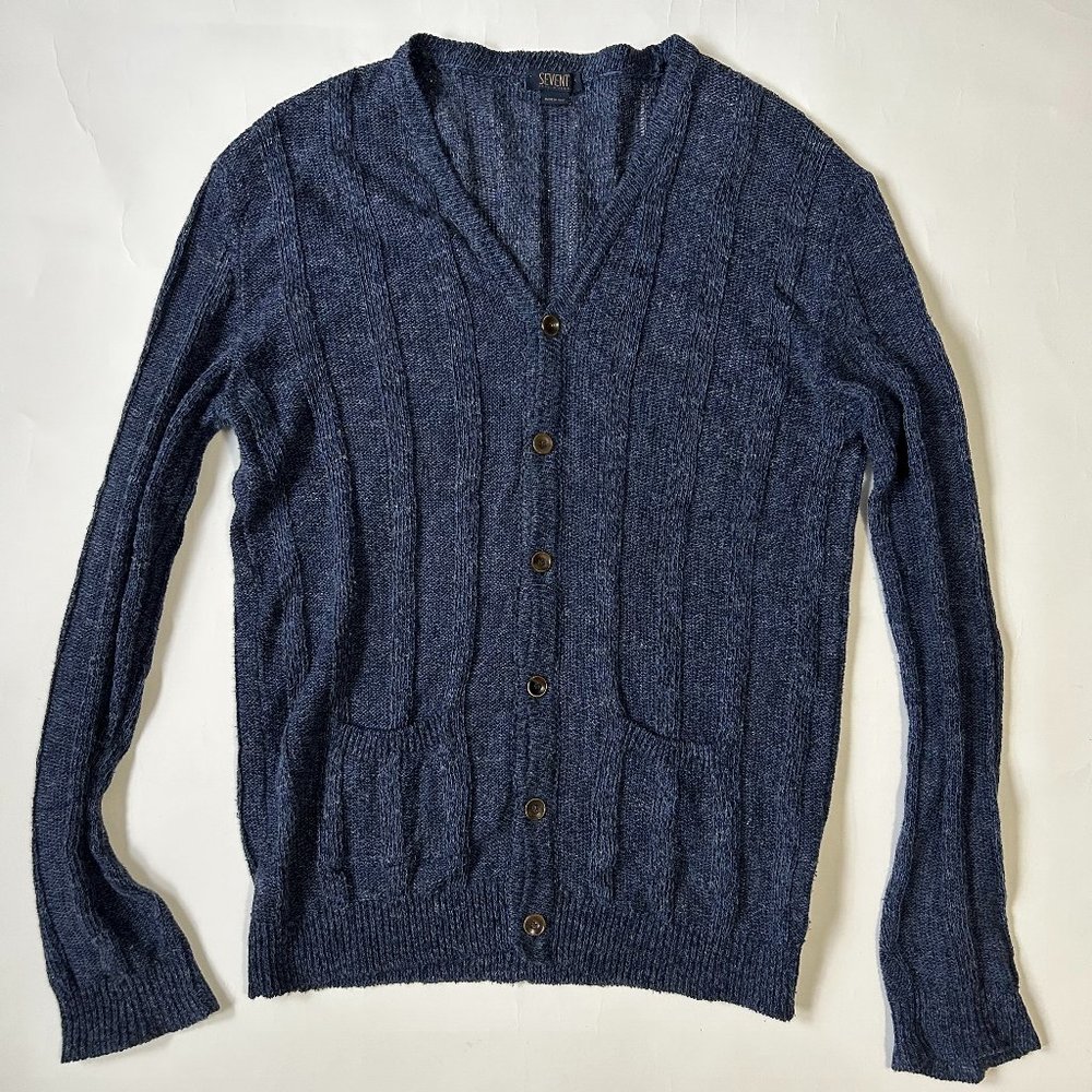 Seventy Sergio Tegon Womens size L Knit Flax / cotton cardigan Made in Italy